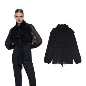 Zara Exaggerated Ruffle Blouse